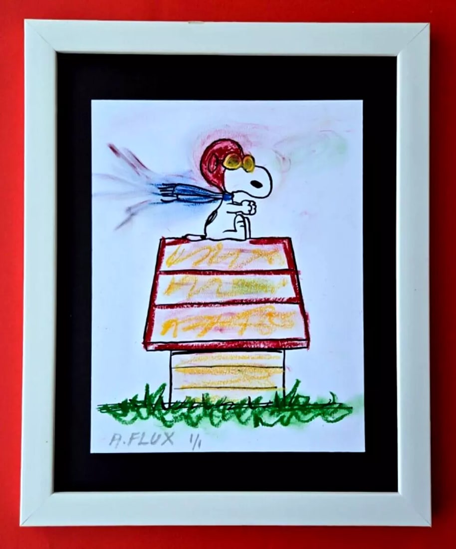 Aidan Flux - Snoopy The Pilot? | Iconic Mixed Media Artwork 1/1 Hand Signed COA (1 of 5)