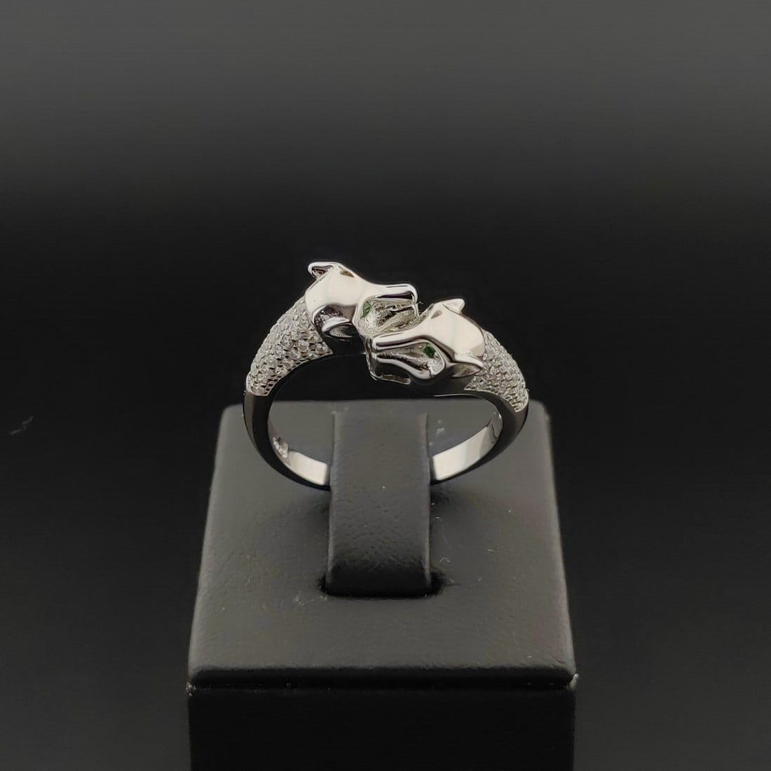 925 Silver Panther Ladies Ring,Ornated With Zircons,Designer Style (1 of 9)