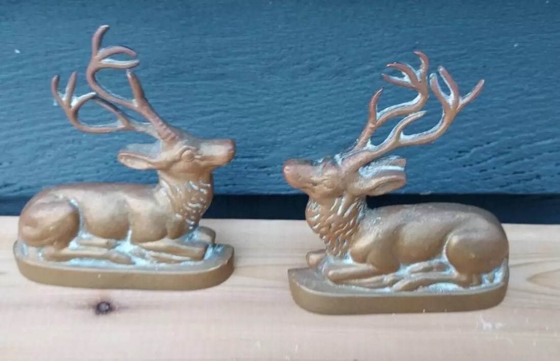 Antique brass elk deer bookends (1 of 2)