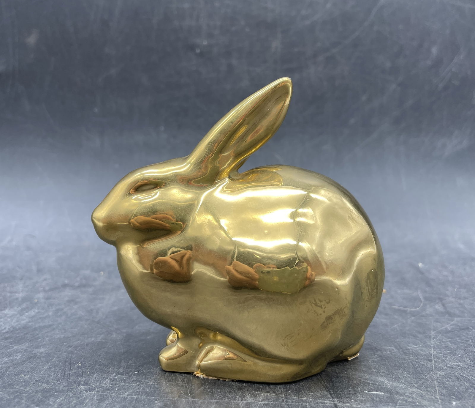 Rookwood 1989 Vintage Art Pottery Golden Rabbit Paperweight Figurine Ltd Ed 6160 (1 of 8)