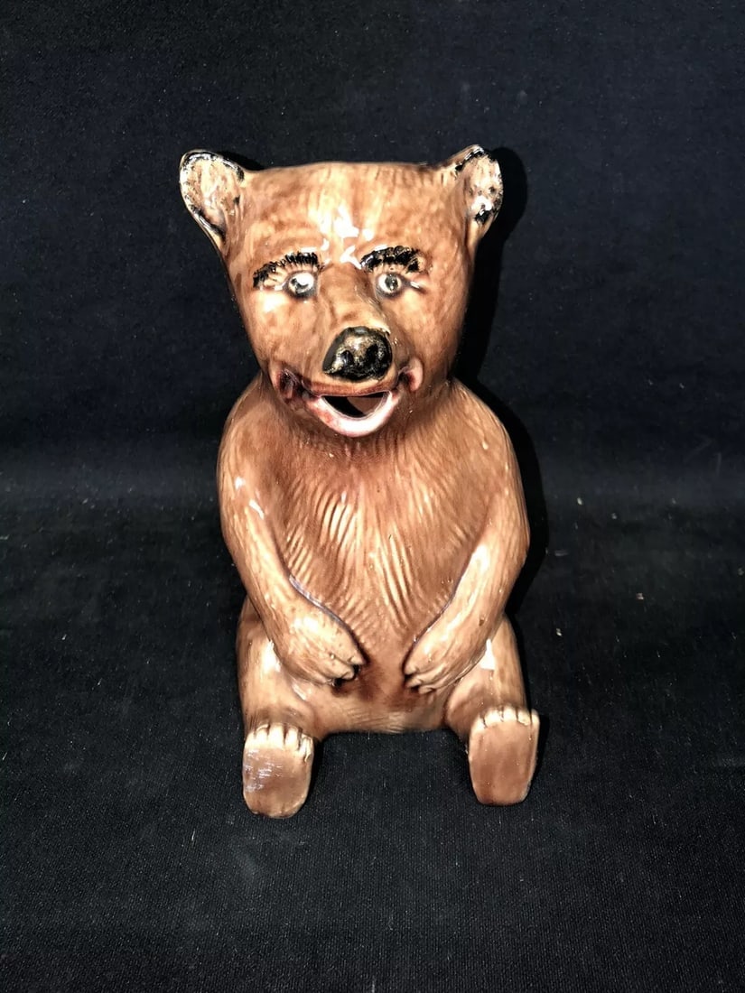 8 1/4” majolica bear pitcher (1 of 6)