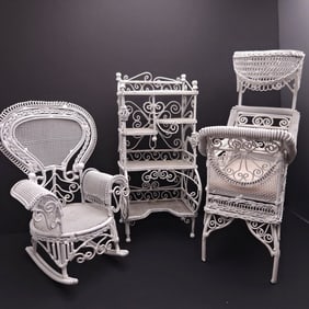 Miniature Dollhouse Wire Mesh Child's Nursery Furniture Set
