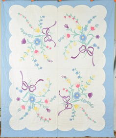 30's Floral Bouquet Applique Quilt