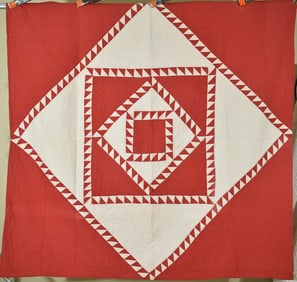 1890's Red & White Diamond in a Square Quilt
