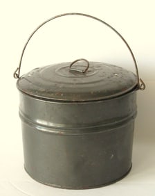 Antique tin berry kettle with lid.