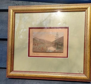 Sawyer Print Painting echo lake adirondacks 1910