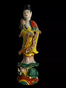 Chinese Off-white Porcelain He Xiangu Immortals Figure ws3188