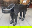 Wooden Folk Art Black Dog sculpture by Maine Artist George Hardy 1917-2003