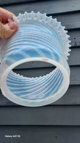 Rare opalescent swirl ruffle oil gas lamp shade