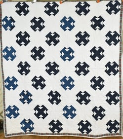 1880's Indigo Blue & White Temperance Quilt