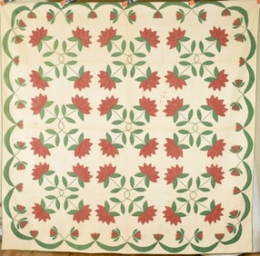 1850's Red & Green Applique Quilt