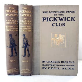 The Pickwick Papers Charles Dickens Illustrated in color by Cecil Aldin 1910 2 Vol Set 1st Ed