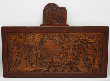 Carving of  Eve, Serpent, Apple Tree, and Devils