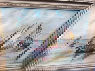 Oil painting nautical scene signed Graham Glen listed artist