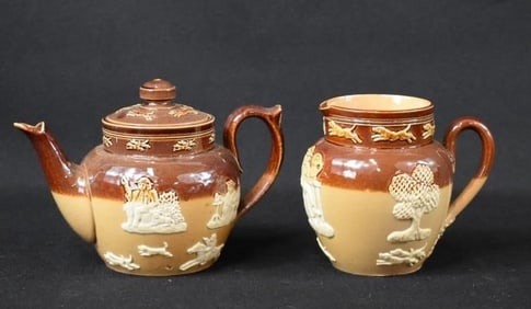 Royal Doulton Lambeth Stoneware Harvest Time Teapot & Creamer
