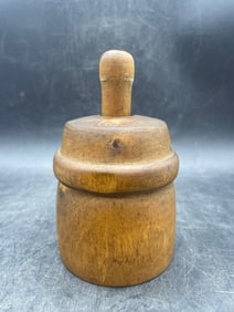 Antique Wood Butter Mold ~ Hand Turned Stamp ~ Cow Folk Art Americana
