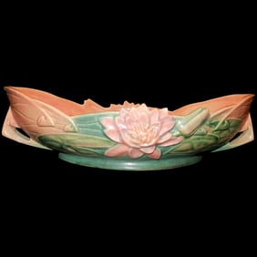 Roseville Pottery Water Lily Brown Console Bowl 443-12