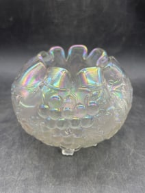 Dugan Carnival Glass Grape Delight Rose Footed Bowl