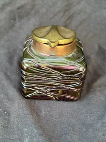 Loetz Bohemian Art Nouveau Glass Inkwell