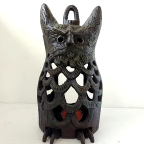 Cast Iron Owl Candle Lantern