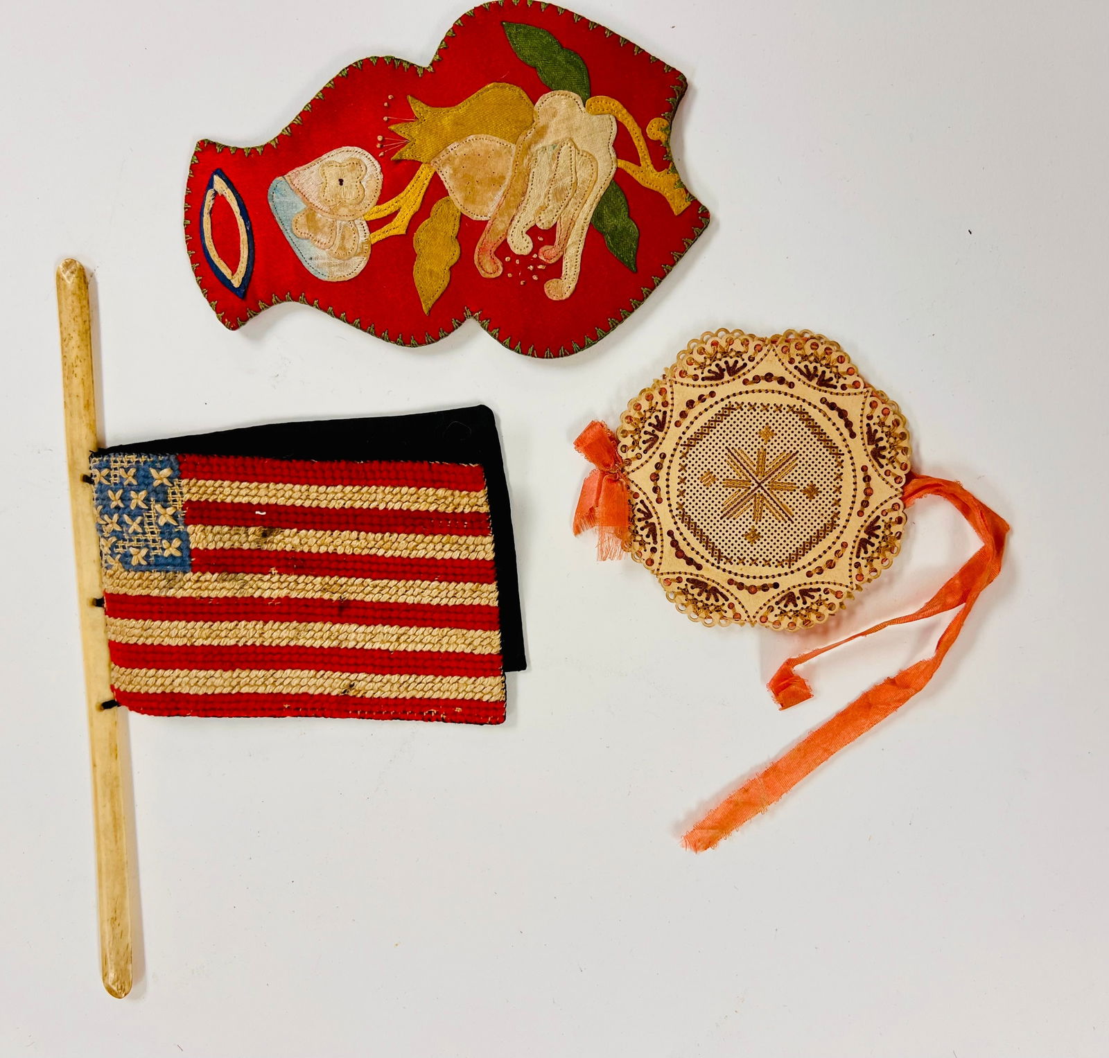 Sewing Needle Holders/ Cases: Group of three early decorative needle holders Shipping: Domestic: Flat-rate of $20.00 to anywhere within the contiguous U.S. International: Foreign shipping rates are determined by destination. Inter