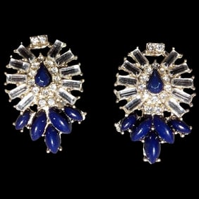 Beautiful Cobalt Blue and Crystal Earrings