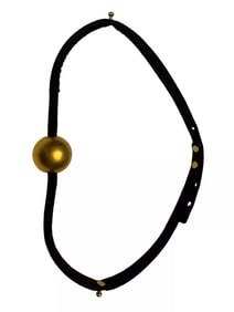 Vintage 1970's gold sphere disco ball metal Buckle belt Black suede Leather
