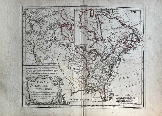 1783 Rare Unpublished Map of the Early United States & French Louisiana by Vaugondy (1 of 4)