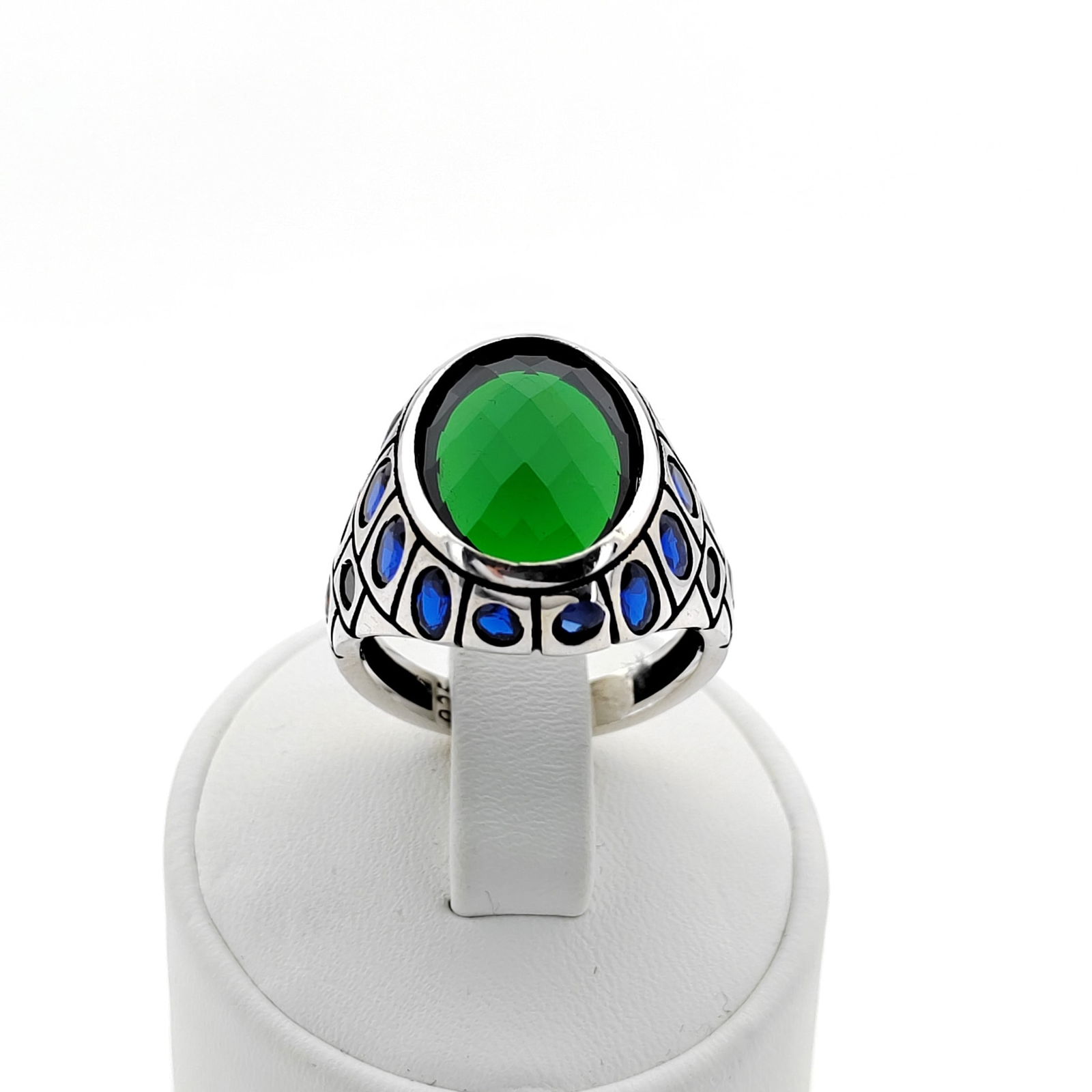 925 Silver Men's Ring with Blue,Green,Red,Black Zircons (1 of 8)
