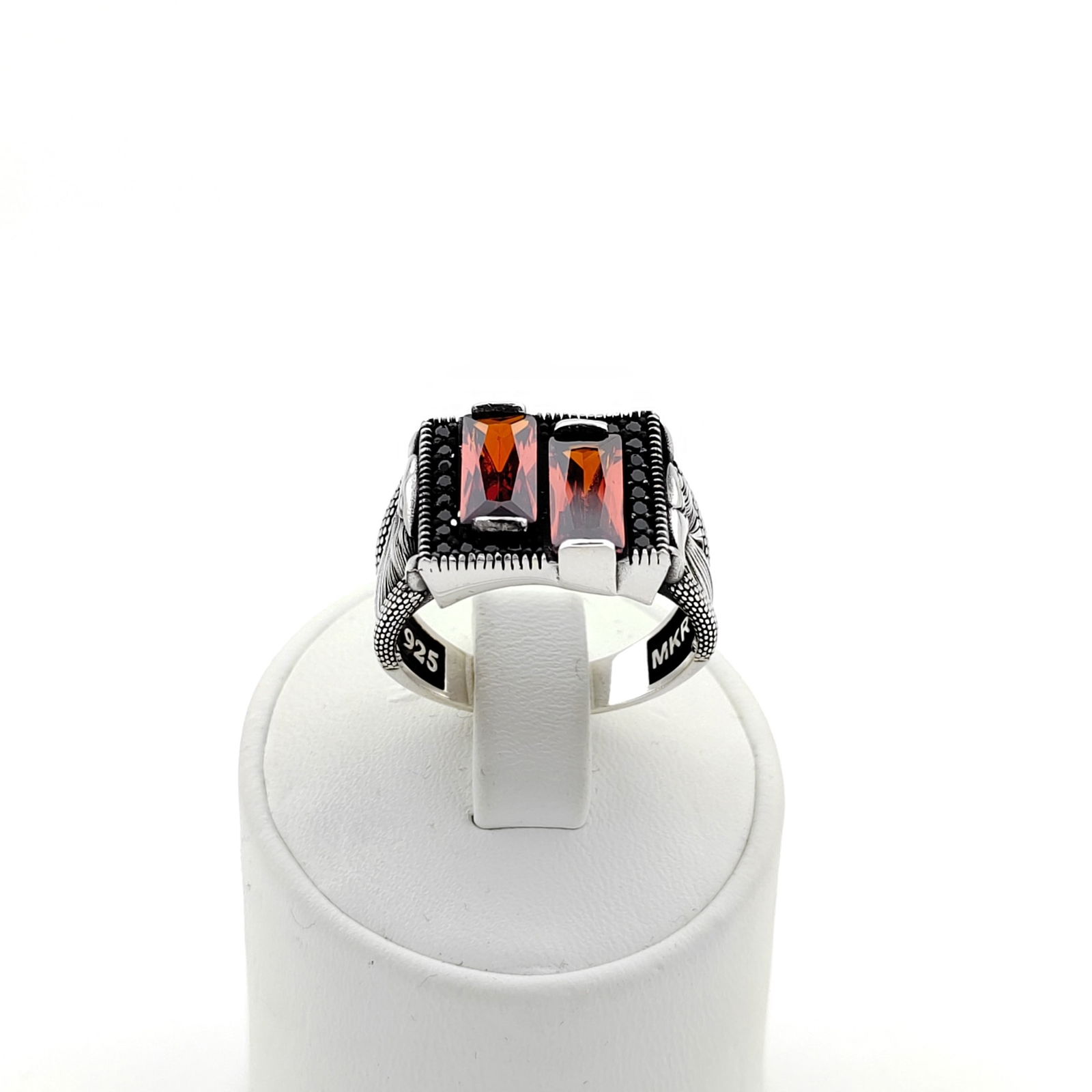925 Silver Men's Ring with Red and Black Zircons (1 of 8)