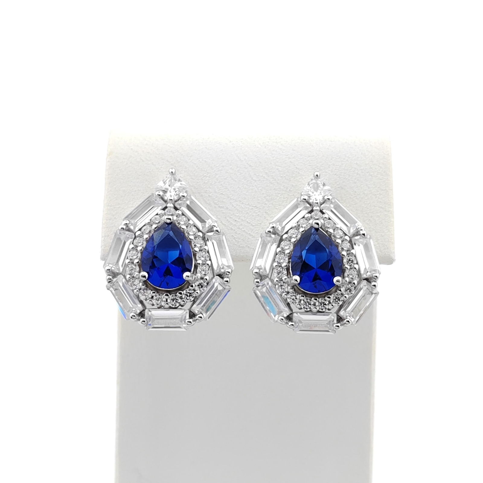 925 Silver Earrings with Artificial Sapphire and Quartz (1 of 6)