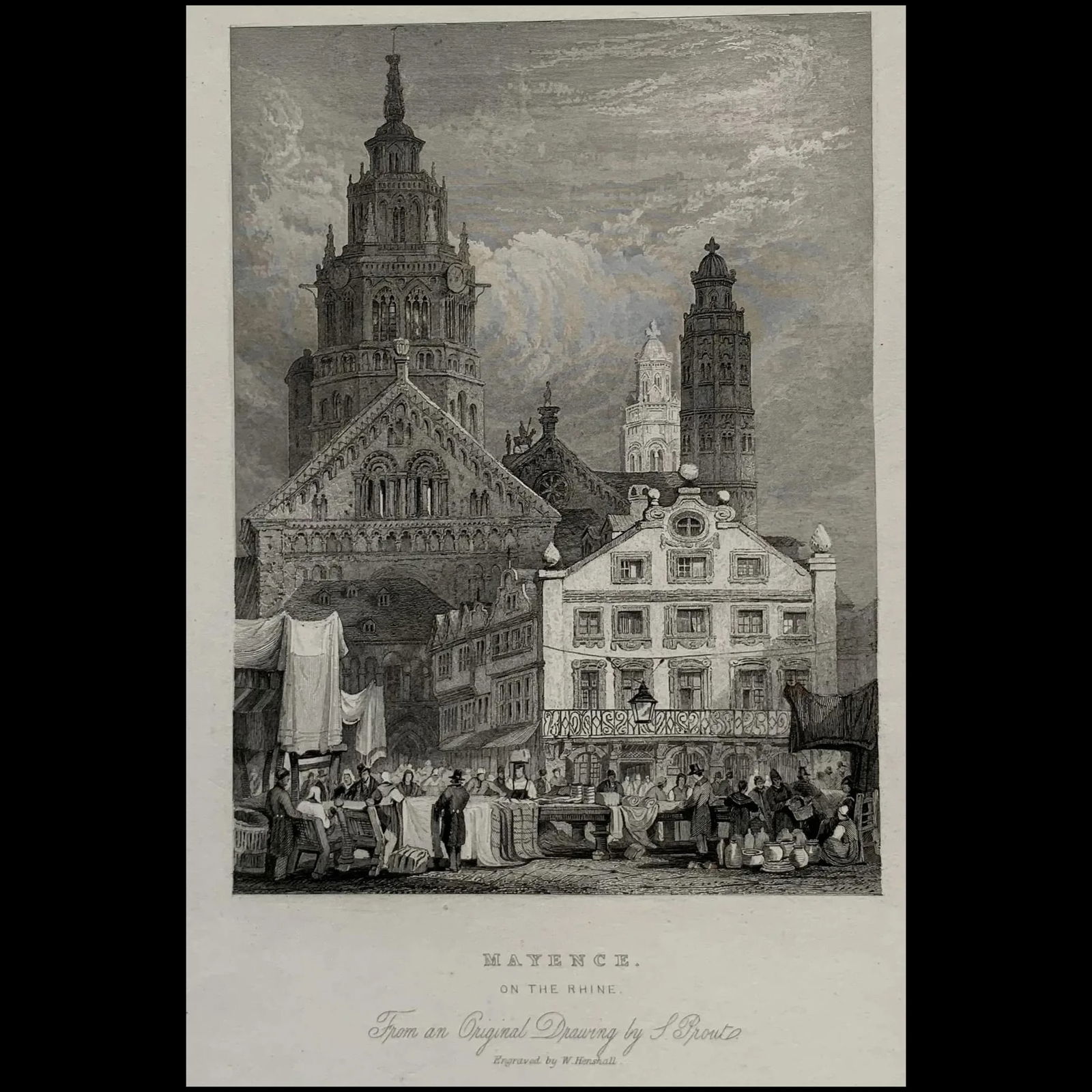 Mainz (Germany): Engraving of Mayence (Germany) Artist: after Samuel Prout (1783 –1852) Engraver: William Henshall (c.1781-1843) Image size: 15,1 x11,1 cms. In good condition. Reserve: $57.00 Shipping: Domestic: