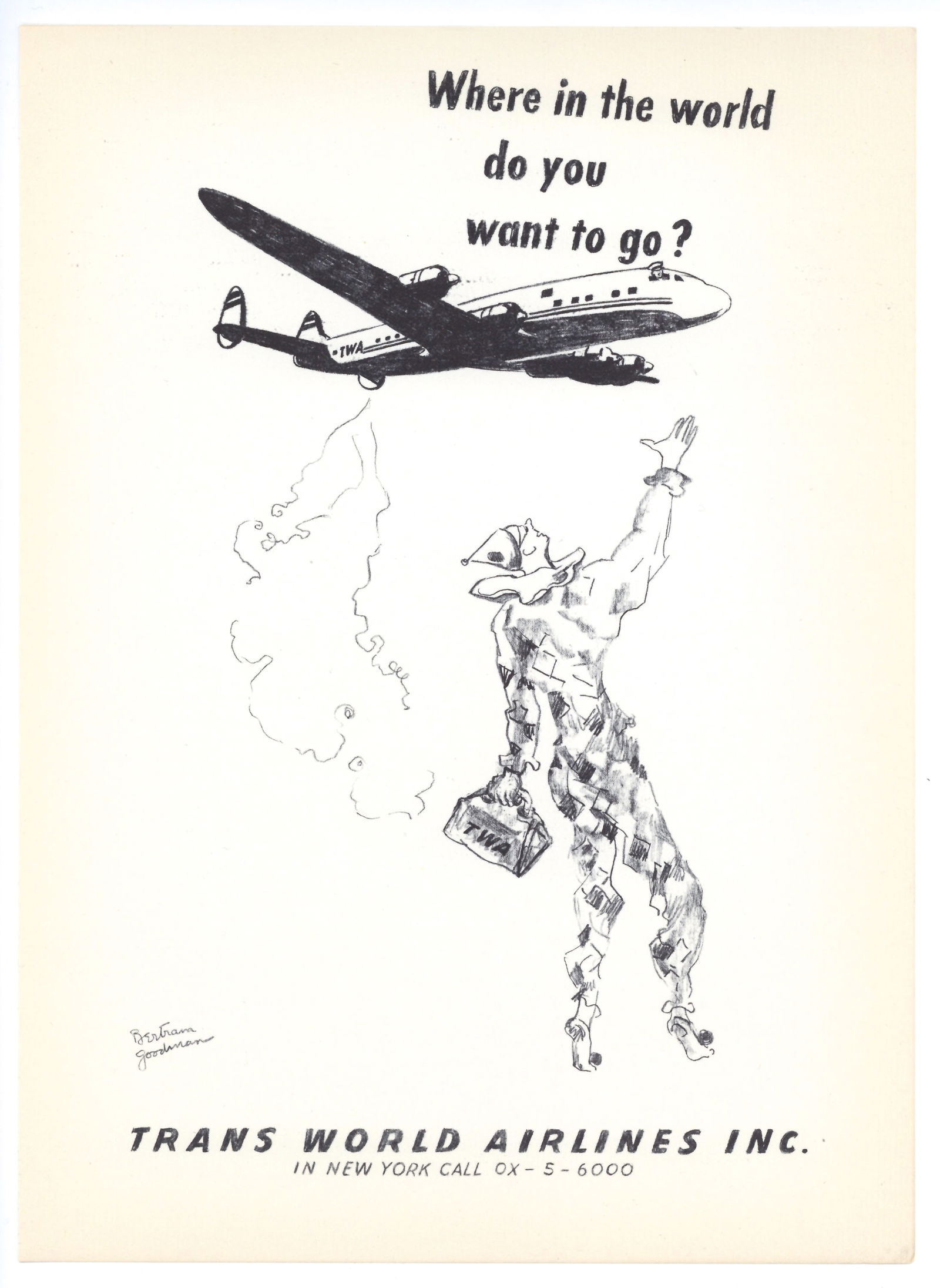 Bertram Goodman original lithograph: Medium: original lithograph. This lithograph was printed in 1956 for the "Improvisations" portfolio, published by the Artists Equity Association of New York on the occasion of the 1956 Spring Fantasia