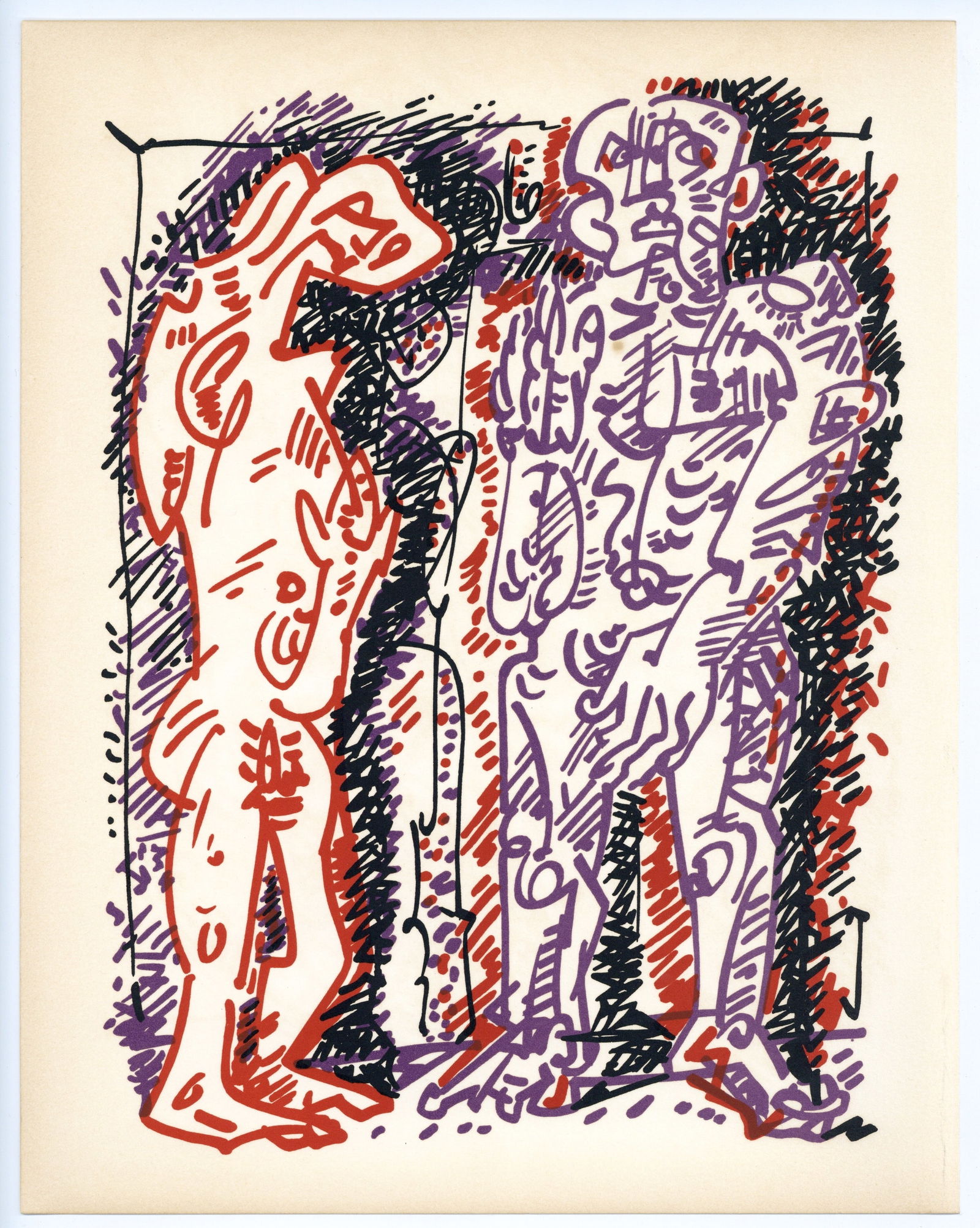 Andre Masson original lithograph (Deux figures): Medium: original lithograph. A nice impression printed on wove paper in an edition of 650 in 1973 for the "Andre Masson Gravures" catalogue raisonne. The total sheet measures 14 x 11 1/4 inches (352 x