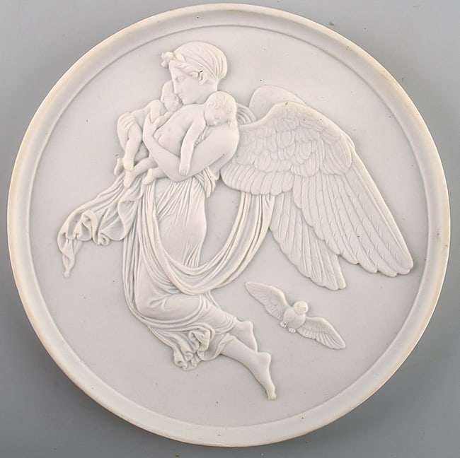 B&G (Bing & Grondahl) biscuit plate by Thorvaldsen, app. 1880.: B&G (Bing & Grondahl) biscuit plate by Thorvaldsen, app. 1880. In perfect condition, 1st. factory quality. Measures 14 cm. Marked.Reserve: $49.00Shipping:Domestic: Shipping rates are determined by des
