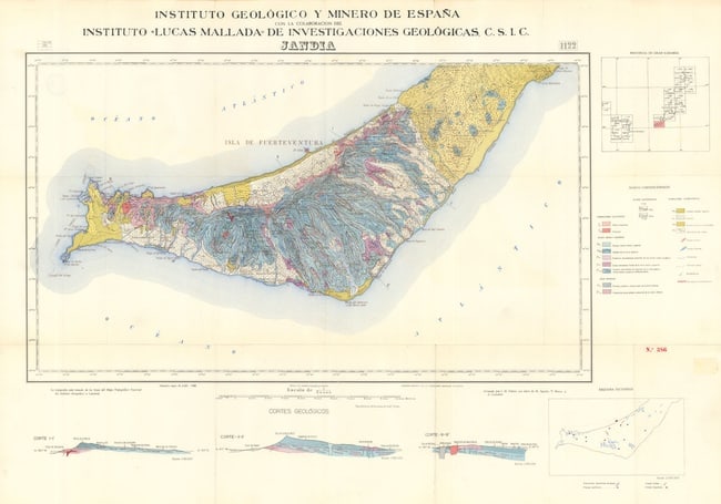 Jandia, Southern Fuerteventura Geological map. Canary islands. IGME 60x87cm 1958 (1 of 1)