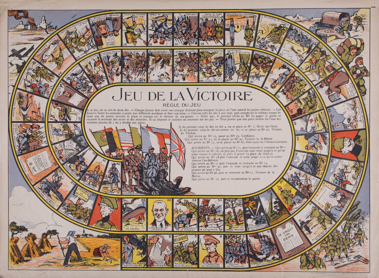 French Jeu de L'oie/Goose game WWI 1914/1918 (1 of 3)