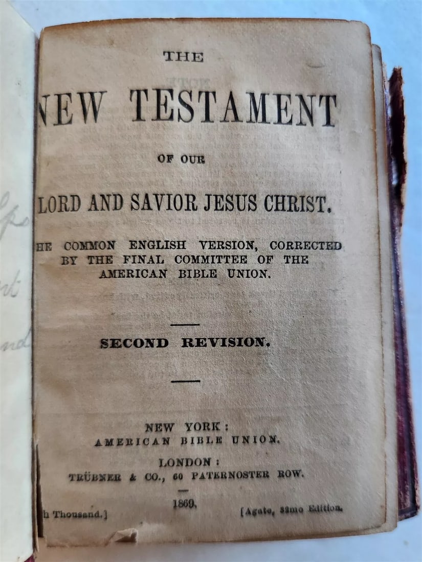 1860 BIBLE in ENGLISH CIVIL WAR ERA antique AMERICANA New Testament (1 of 5)