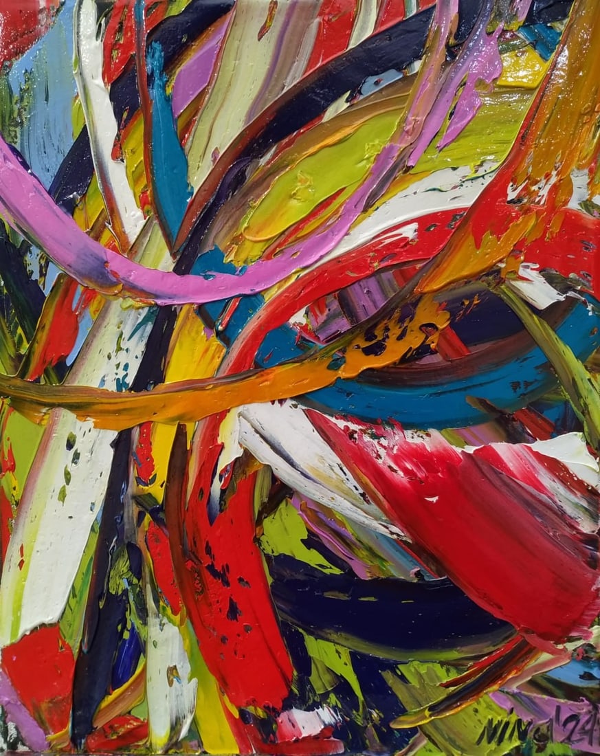 Abstract Oil painting Universe Nina L: 12Lt Painter: Nina L. S?ze: 50x40 cm/ 19.68x17.71 inches Components: oil, canvas Original painting CONDITION: exellent ERA: 2024 ARTIST: She was born on November 30, 1972 in the town of Mlinov, Rivne 