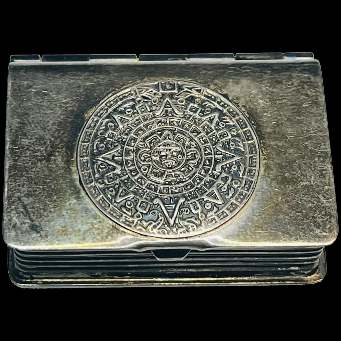 Vintage Sterling Silver Mexican Aztec Sun Box/ Charm (1 of 9)
