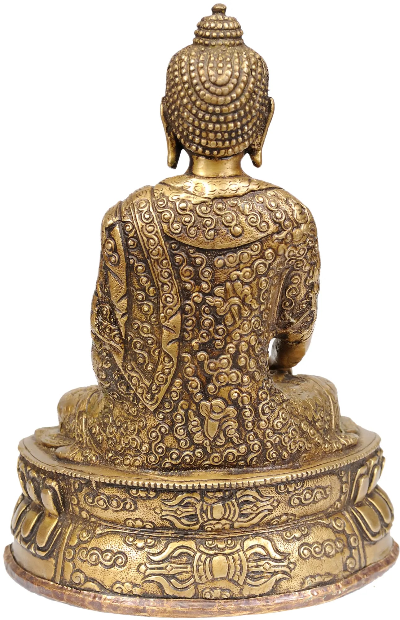 8" Lord Buddha with Finely Carved Robe and Dorje on the Base In Brass | Handmade | Made In India (1 of 1)