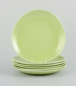 Stig Lindberg for Gustavsberg. Set of six "Colorado" retro porcelain plates in apple green.