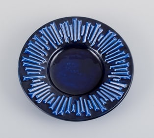 Carl-Harry Stålhane for Rörstrand, "Andalusia", ceramic low bowl in deep blue glaze.