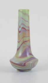 Sevres, French art glass vase with hand-painted marble decoration and gold-decorated flower bouquet.