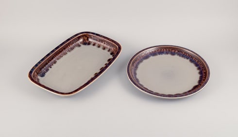 Jens Harald Quistgaard for Bing & Grøndahl, "Mexico" retro design, round dish and oval dish in