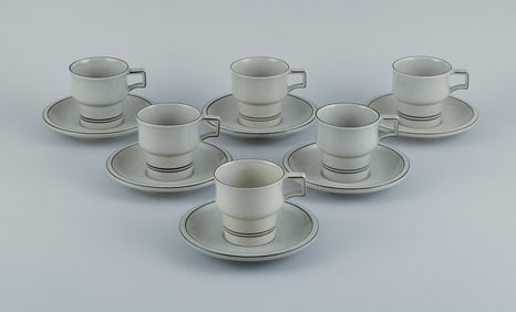 Jens Harald Quistgaard for Bing & Grøndahl, Colombia, six coffee cups with saucers.