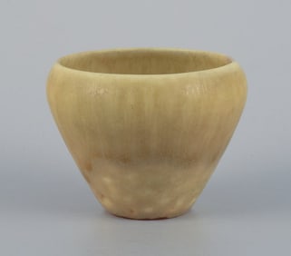 Carl Harry Stålhane for Rörstrand, ceramic vase with hare fur glaze in shades of yellow.