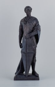 L. F. Jørgensen, Denmark, large and impressive terracotta sculpture of Roman warrior with
