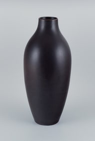 Carl Harry Stålhane for Rörstrand, colossal ceramic floor vase with glaze in brown tones.