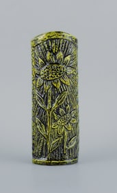 Gunnar Nylund (1904-1997) for Rörstrand. Ceramic vase hand-decorated with sunflowers in black